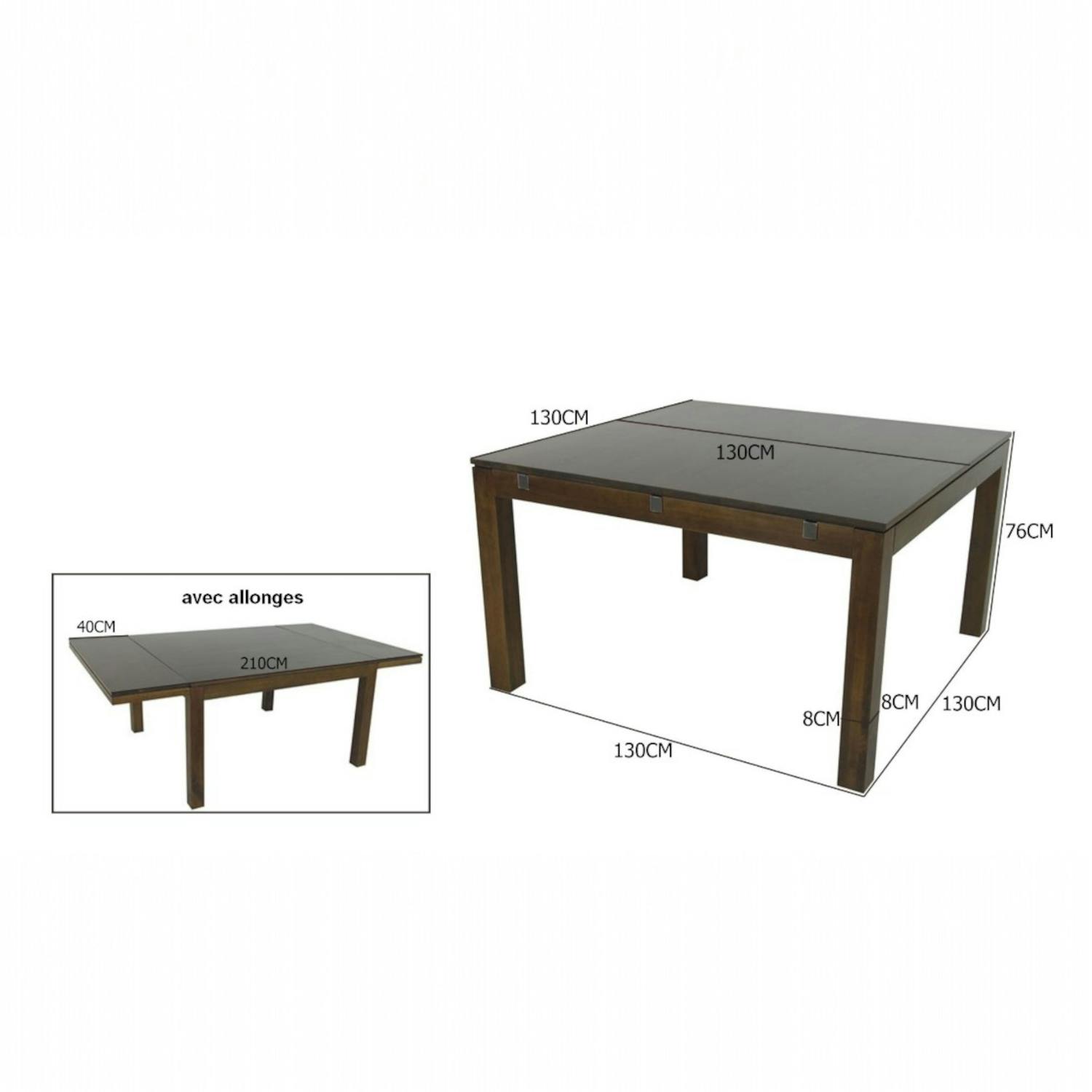 Table repas extensible hévéa 130/210cm HELENA