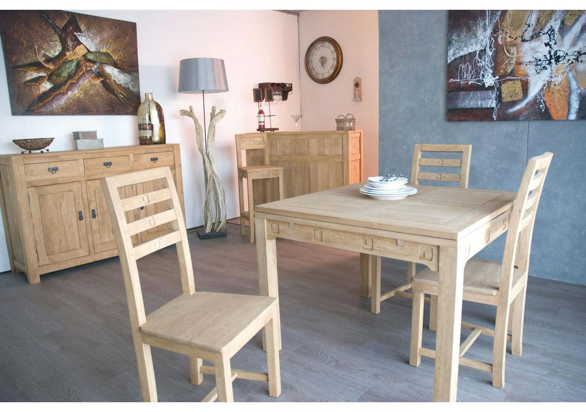 Table repas extensible hévéa 150/230cm TESSA