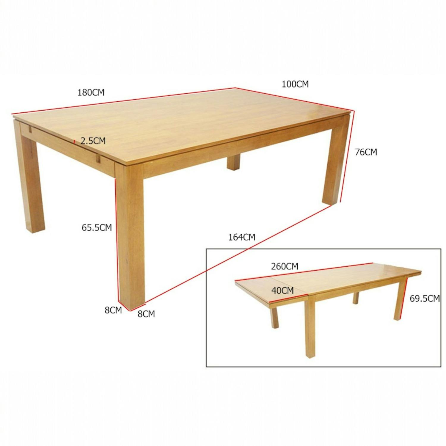 Table repas extensible hévéa 180/260cm HELENA