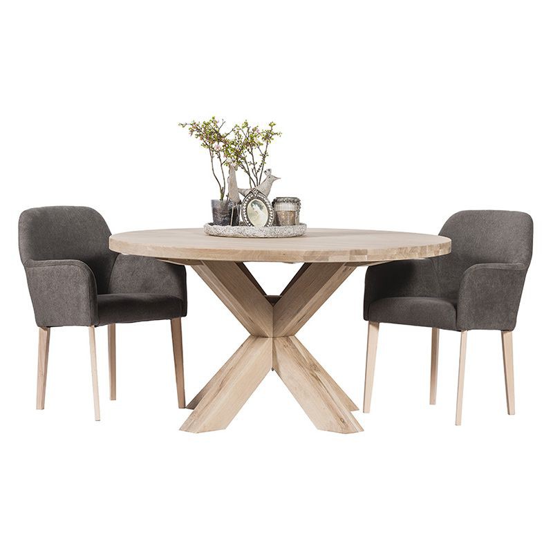 Table ronde en chêne massif - Style lignart