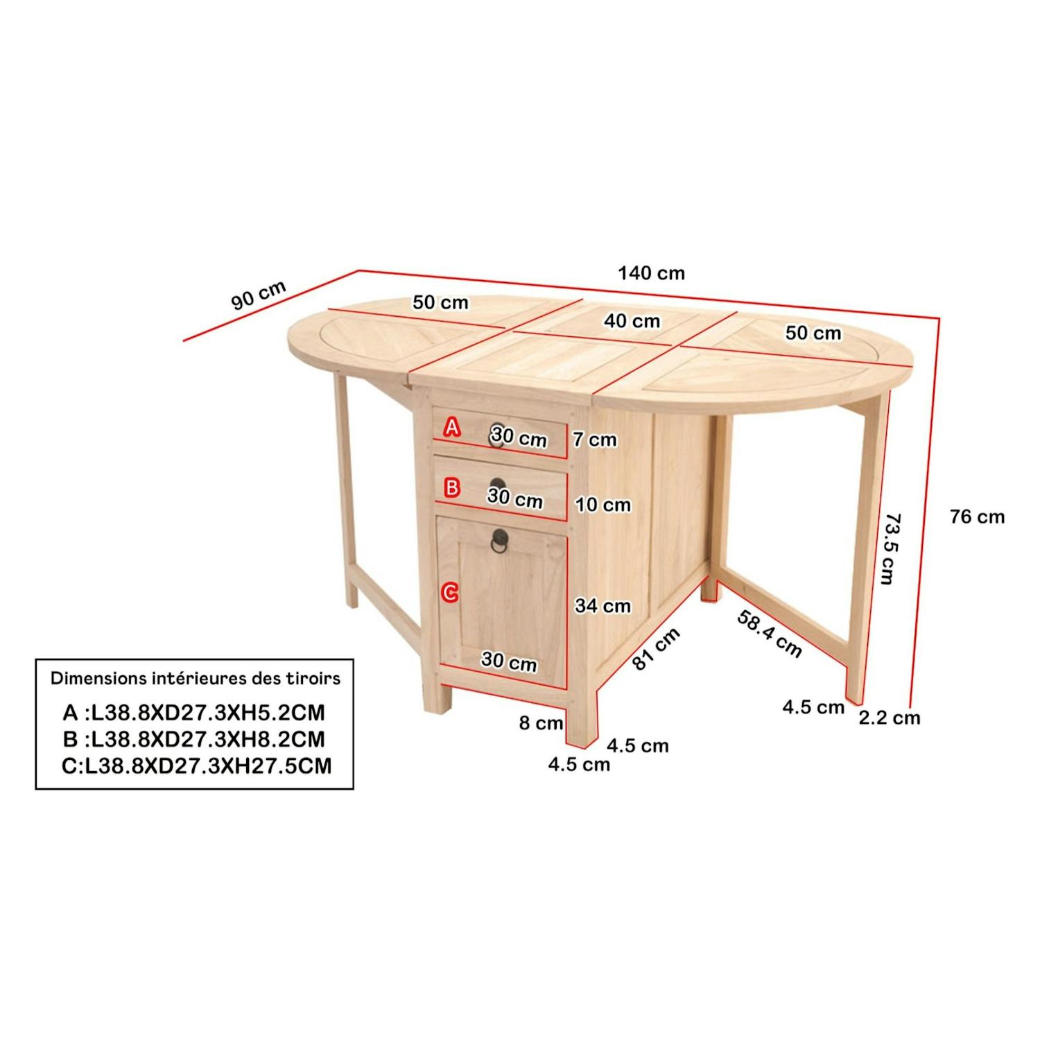 TABLE TRADITION ovale pliante 90cm