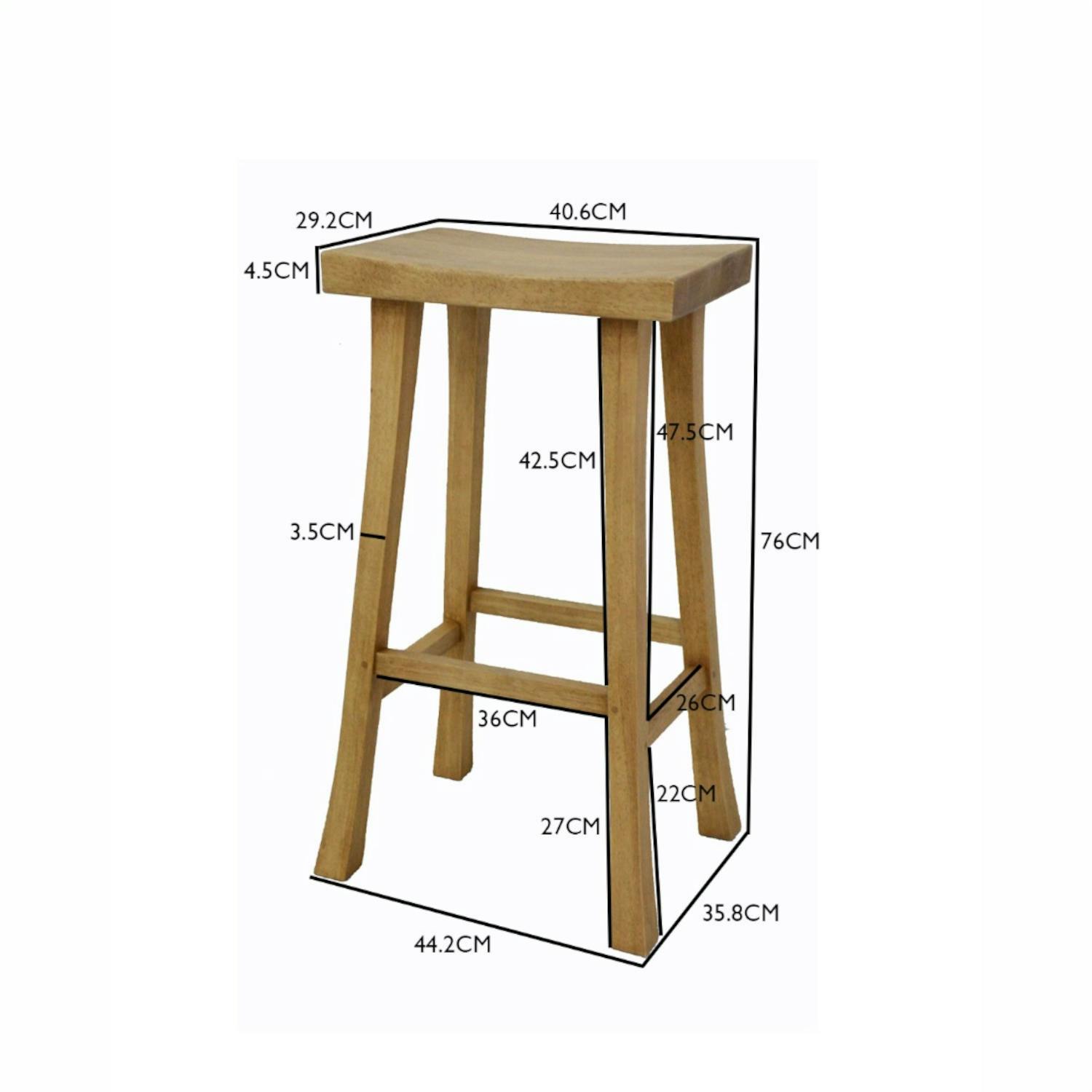 Tabouret haut hévéa 76cm MAORI