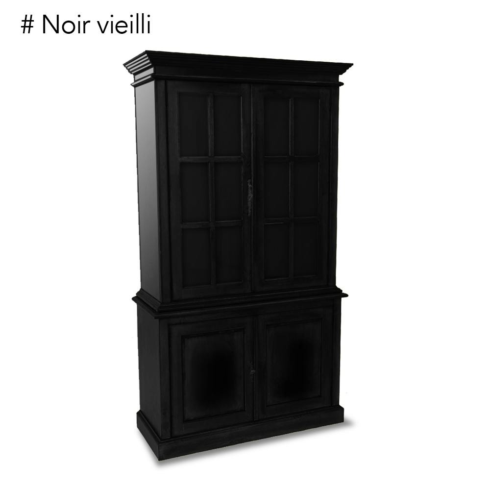 Vaisselier vitré 4 portes hévéa 115x46x206cm TRADITION