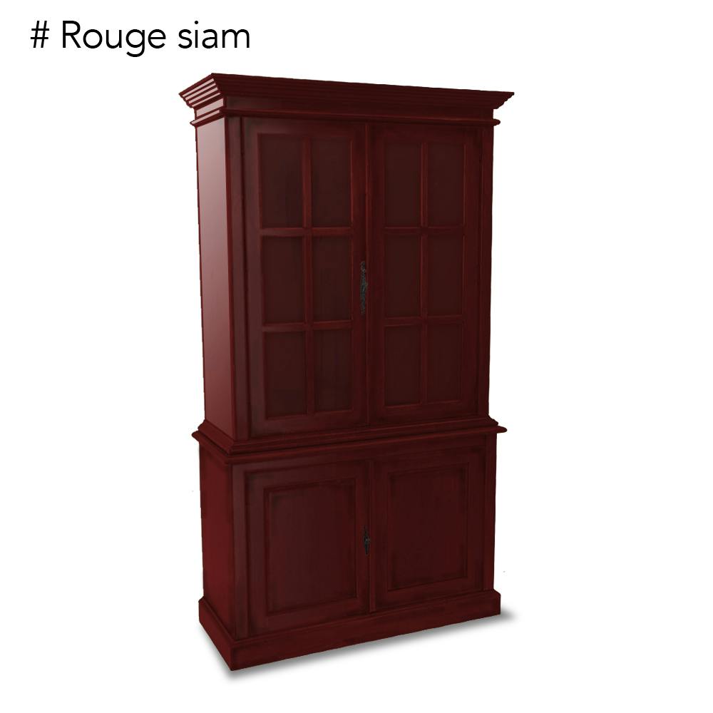 Vaisselier vitré 4 portes hévéa 115x46x206cm TRADITION