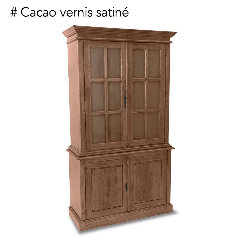 Vaisselier vitré 4 portes hévéa 115x46x206cm TRADITION