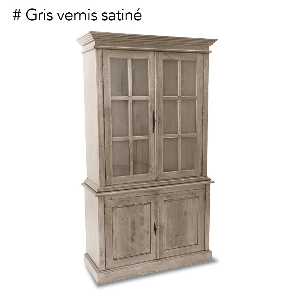 Vaisselier vitré 4 portes hévéa 115x46x206cm TRADITION