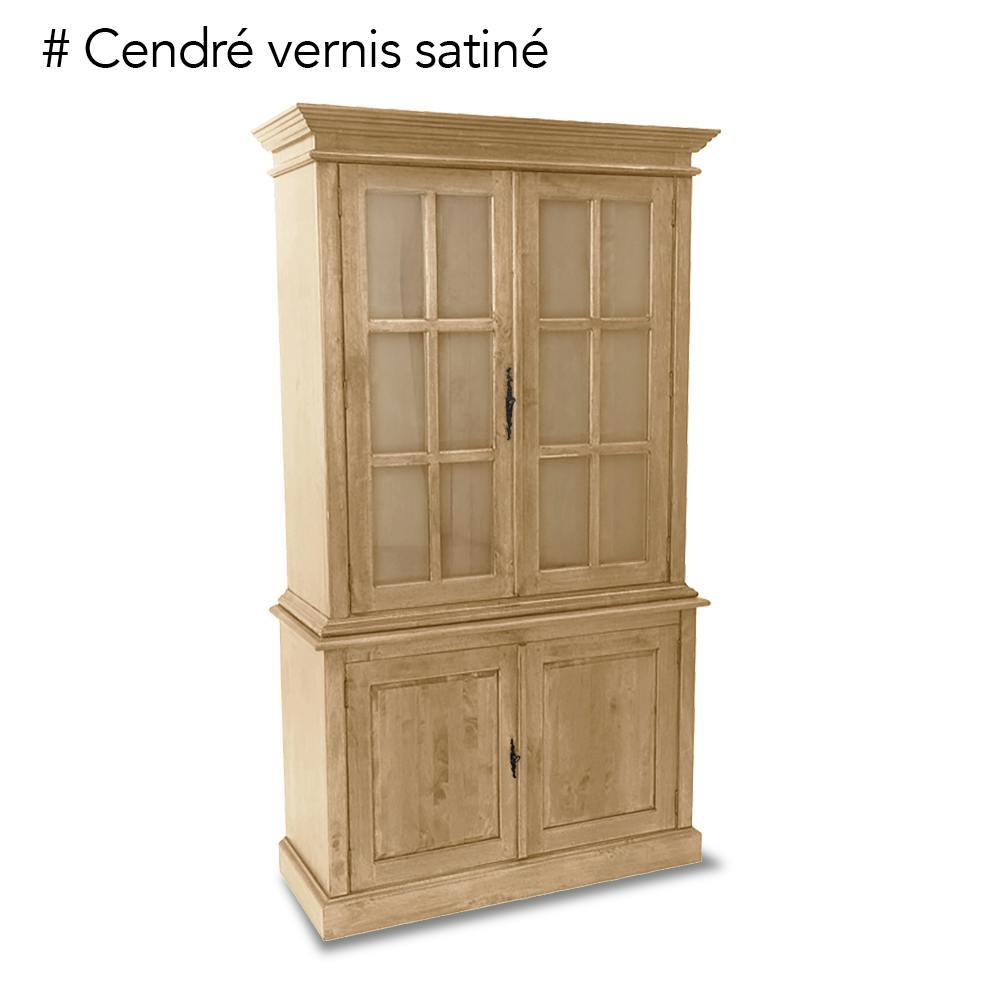 Vaisselier vitré 4 portes hévéa 115x46x206cm TRADITION