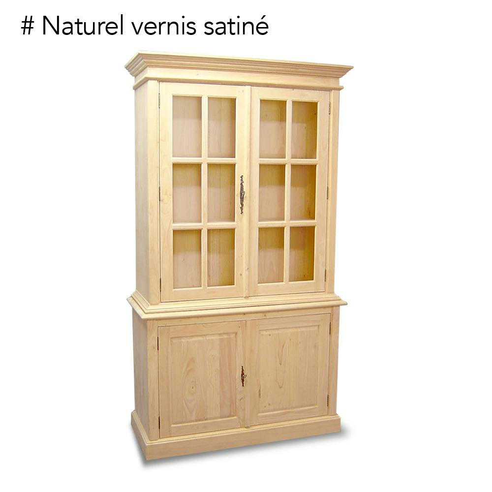 Vaisselier vitré 4 portes hévéa 115x46x206cm TRADITION