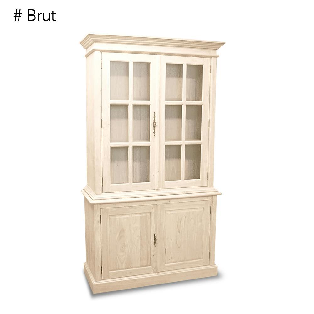 Vaisselier vitré 4 portes hévéa 115x46x206cm TRADITION
