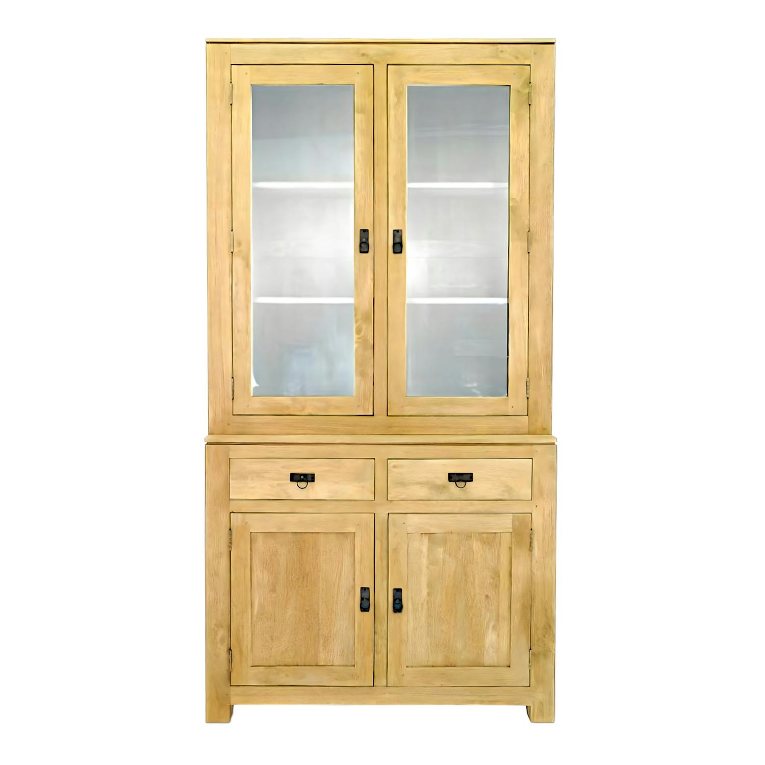 Vaisselier vitrée buffet hévéa 110x205cm HELENA